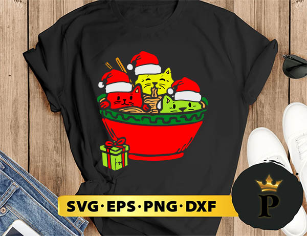 Santa Ramen Cats Anime Christmas SVG, Merry Christmas SVG, Xmas SVG PNG DXF EPS