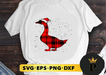 Santa Red Plaid Goose Bird Christmas SVG, Merry Christmas SVG, Xmas SVG PNG DXF EPS t shirt template vector