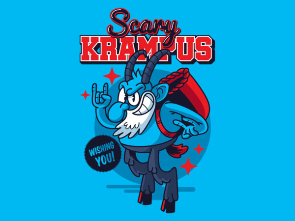 Scary krampus wishing you t shirt template vector