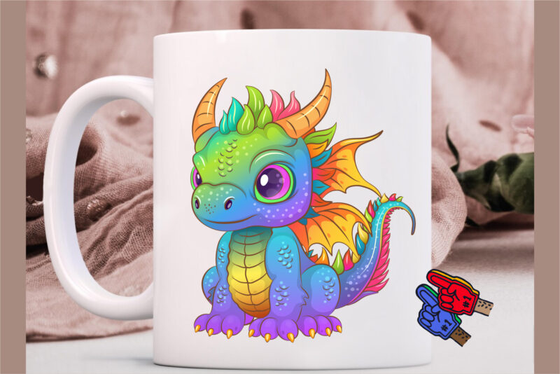 Set of Cartoon Dragons 03. Fantasy clipart.