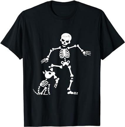 Skeleton and dog halloween costume funny skull men women t-shirt png file