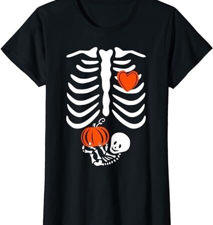 Skeleton baby pregnant xray rib cage halloween costume t-shirt png file