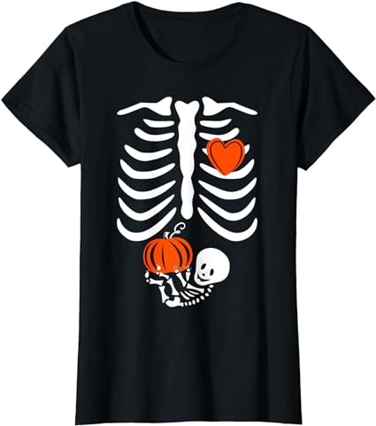 Skeleton Baby Pregnant Xray Rib Cage Halloween Costume T-Shirt png file
