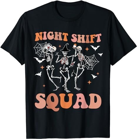Skeleton Dancing Nurse Night Squad Shift Halloween Women T-Shirt PNG File