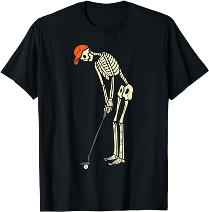 Skeleton golf funny halloween golfing sports golfer men t-shirt png file