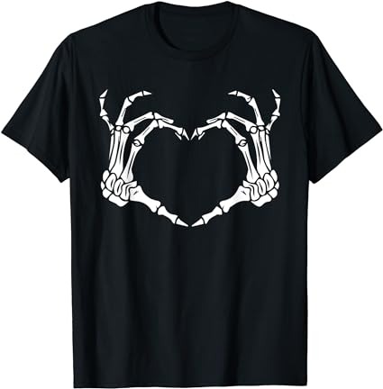 Skeleton hand heart halloween funny bones love t-shirt png file