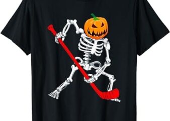 Skeleton Hockey Halloween Pumpkin T-Shirt PNG File