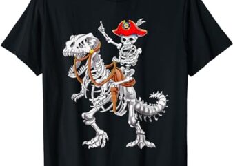 Skeleton Pirate Riding Skeleton Dinosaur Halloween Spooky T-Shirt PNG File