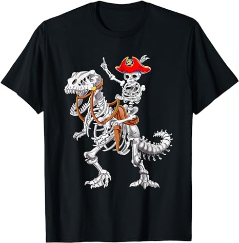 Skeleton Pirate Riding Skeleton Dinosaur Halloween Spooky T-Shirt PNG File