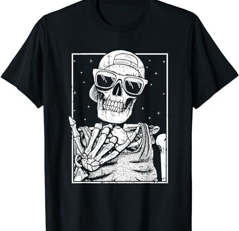 Skeleton rock hand halloween costume cool rock music rocker t-shirt png file