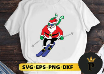 Skiing Santa SVG, Merry Christmas SVG, Xmas SVG PNG DXF EPS t shirt template vector
