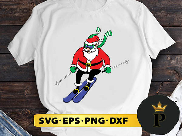 Skiing santa svg, merry christmas svg, xmas svg png dxf eps t shirt template vector