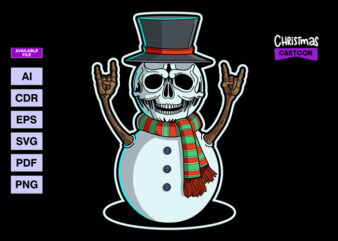 Skull Head Snowman t shirt template vector