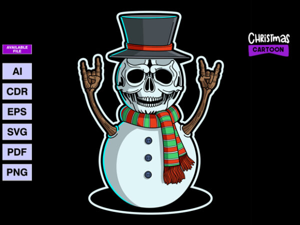 Skull head snowman t shirt template vector