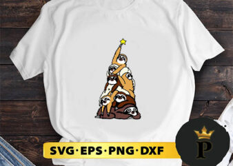 Sloth Christmas Tree SVG, Merry Christmas SVG, Xmas SVG PNG DXF EPS t shirt template vector