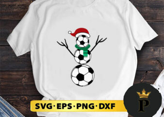 Soccer Snowman Christmas SVG, Merry Christmas SVG, Xmas SVG PNG DXF EPS t shirt template vector