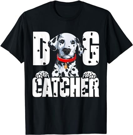 Soft dog catcher costume dalmatian easy family costume t-shirt