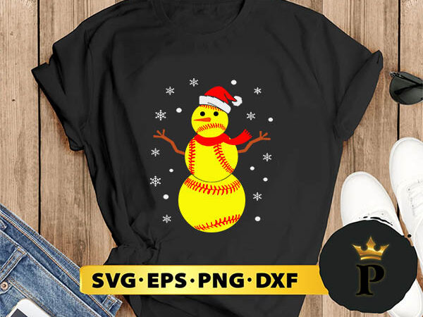 Softball snowman santa hat kids svg, merry christmas svg, xmas svg png dxf eps t shirt template vector