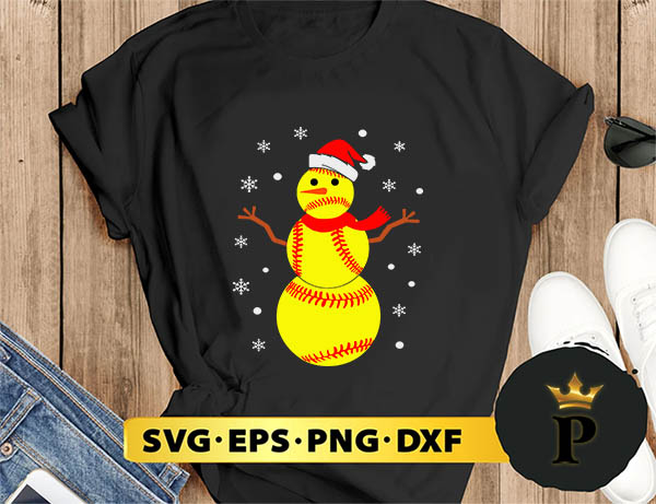 Softball Snowman Santa Hat Kids SVG, Merry Christmas SVG, Xmas SVG PNG DXF EPS