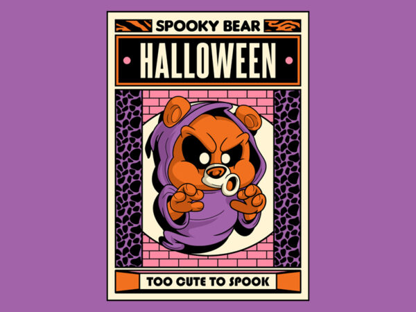 Spooky bear halloween t shirt template vector