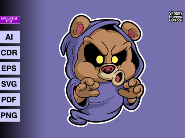 Spooky bear t shirt template vector