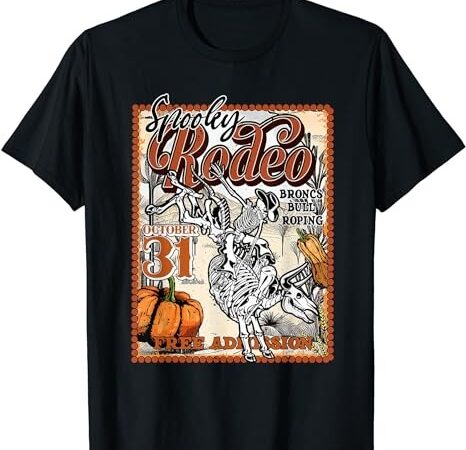 Spooky hollow rodeo western skeleton cowboy halloween t-shirt png file