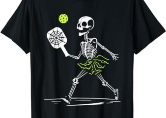 Spooky Pickleball Halloween Skeleton Women T-Shirt PNG File