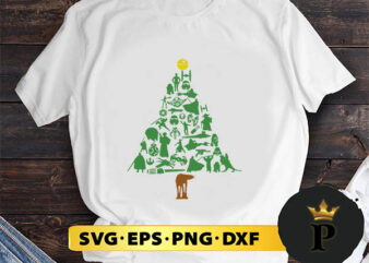 Star Wars Christmas Tree SVG, Merry Christmas SVG, Xmas SVG PNG DXF EPS t shirt template vector
