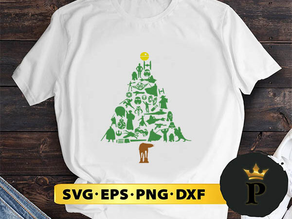 Star wars christmas tree svg, merry christmas svg, xmas svg png dxf eps t shirt template vector