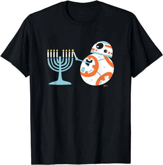 Star Warss BB-8 Lighting the Hanukkah Menorah T-Shirt PNG File