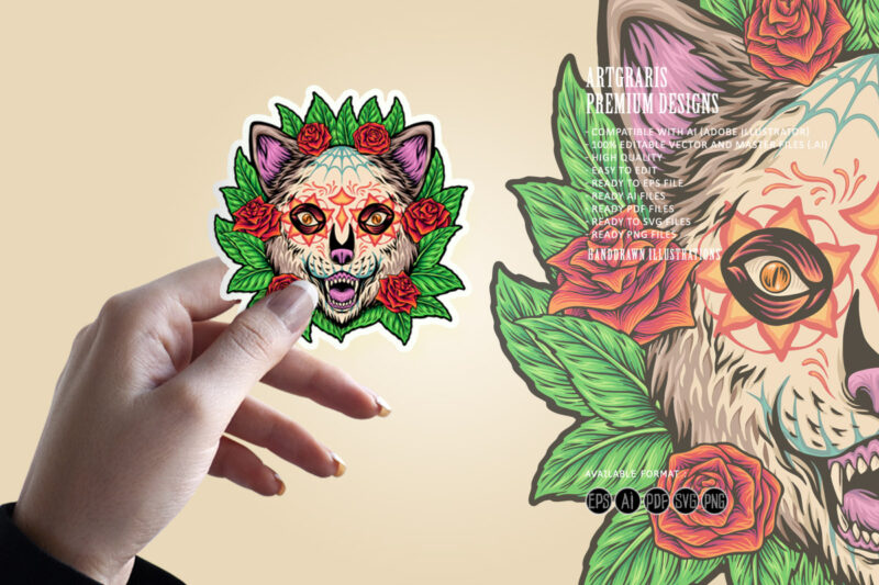 Floral wilderness muerte bear head