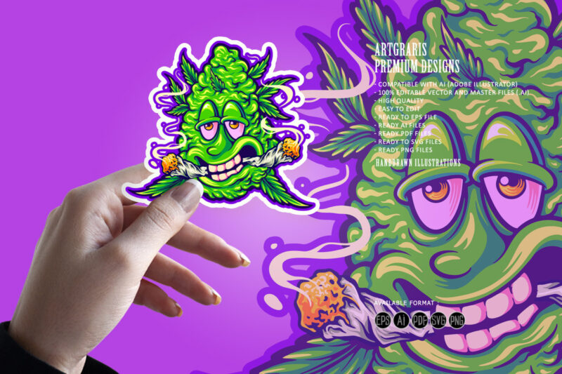 Giggling green cannabis bud monster joy