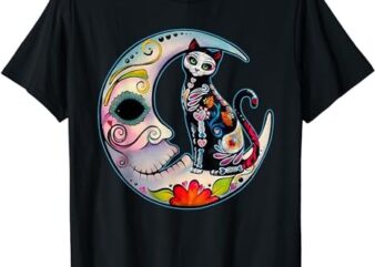 Sugar Skull Moon Cat Mexican Day of Dead Dia De Los Muertos T-Shirt png file