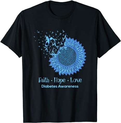 Sunflower Faith Hope Love Diabetes Awareness Diabetic Gifts T-Shirt PNG File