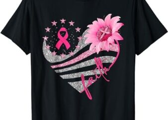 Sunflower Pink Ribbon Faith Breast Cancer Awareness Womens T-Shirt PNG File