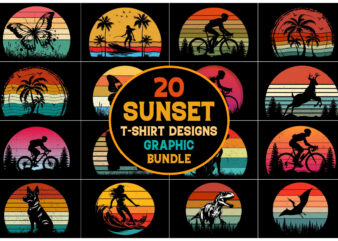 Sunset Retro T-Shirt Graphic Bundle