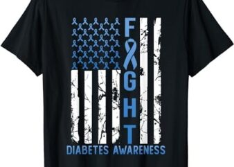 Support Fight USA Flag Type 2 Type 1 Diabetes Awareness T-Shirt PNG File