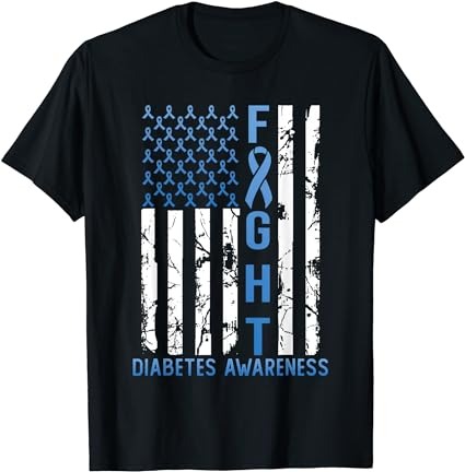 Support fight usa flag type 2 type 1 diabetes awareness t-shirt png file