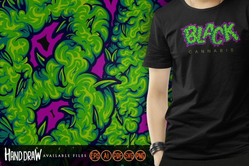 Mystical cannabis black word lettering smoke weed