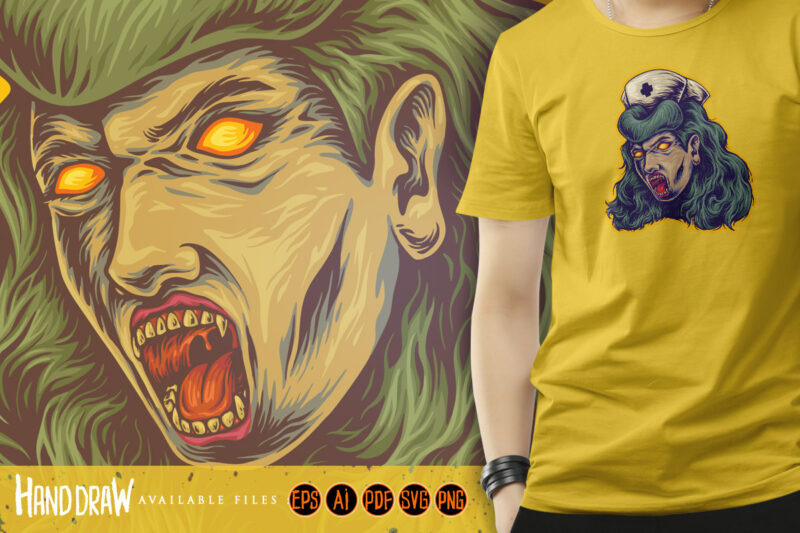 Gaze ghoul scary nurse head zombie