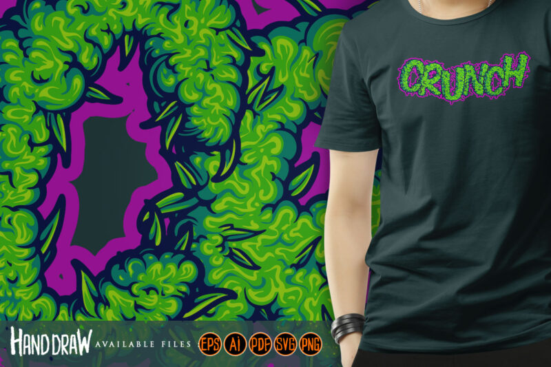 Crunch fantasy lettering word cannabis smoke