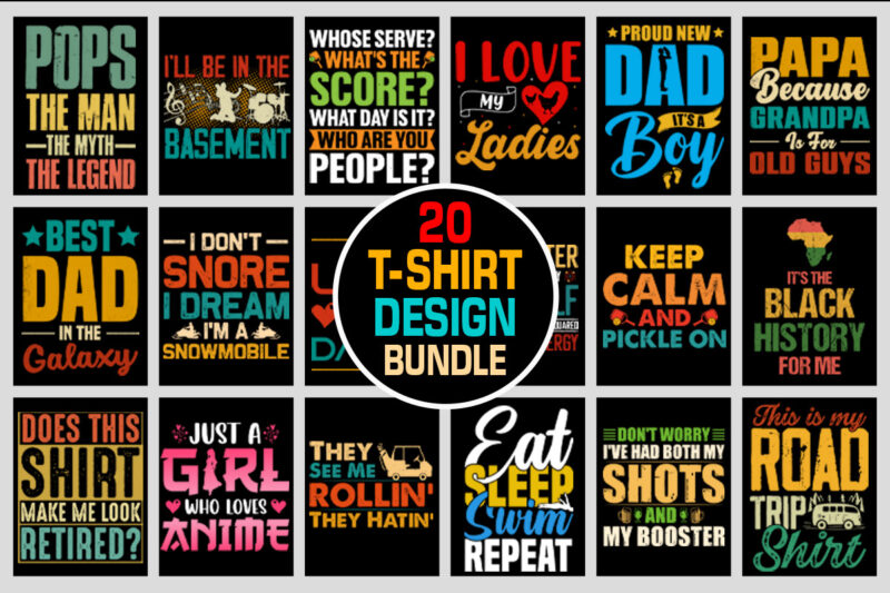 20 T-Shirt Design Bundle 3