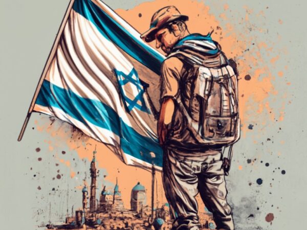 T-shirt design,man holding a israel flag png file