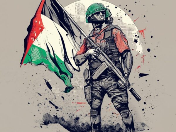 T-shirt design,man holding a palestine flag png file