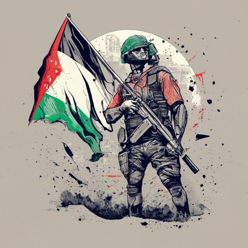 T-Shirt Design,Man holding a Palestine Flag PNG File