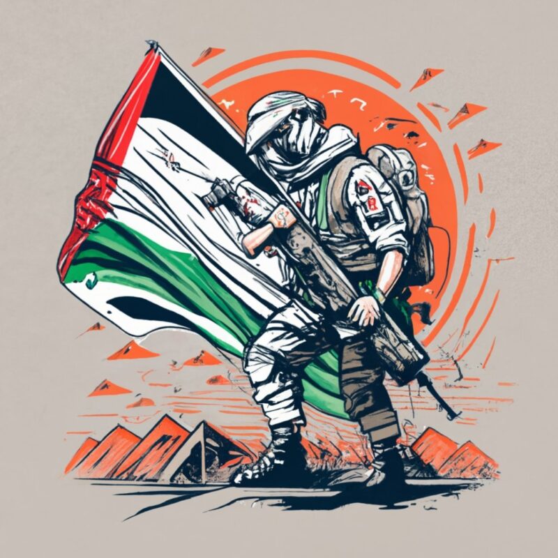 T-Shirt Design,Man holding a Palestine flag PNG File
