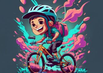 T-shirt design, Wile E. mountain bike rider from Cartoon Network, anime PNG File
