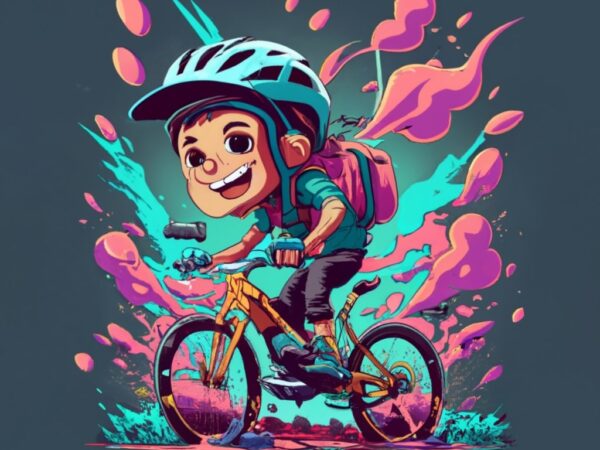 T-shirt design, wile e. mountain bike rider from cartoon network, anime png file