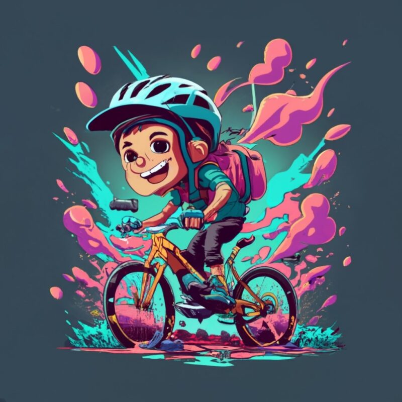 T-shirt design, Wile E. mountain bike rider from Cartoon Network, anime PNG File