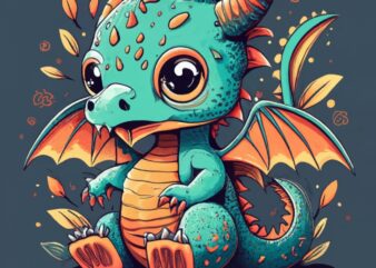 T-shirt design baby dragon PNG File